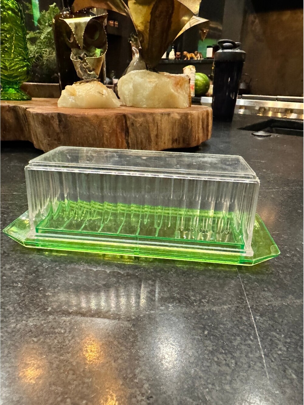 Mid-Century Arrow Green Plastic Refrigerator Butter Dish